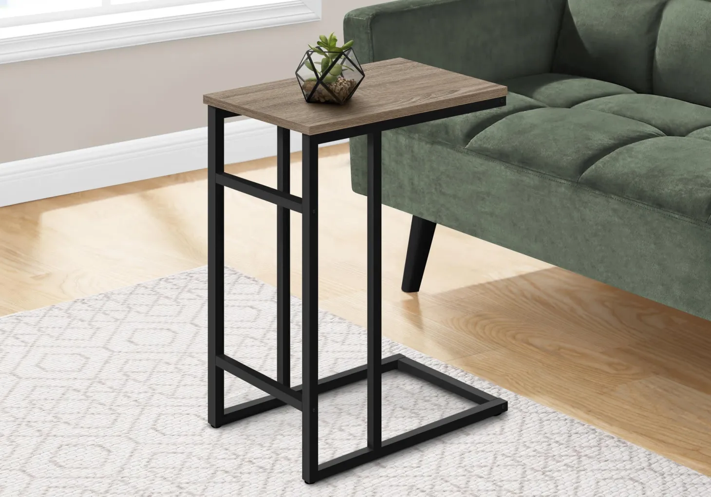 Table d'appoint - 24"H, taupe foncé, métal noir - Monarch