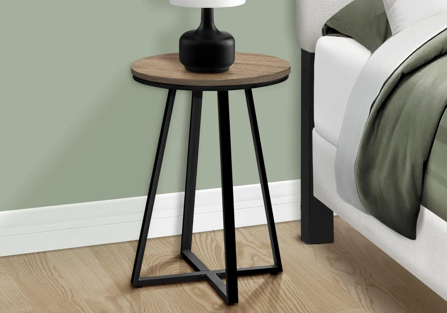 Table d'appoint - 22"H, taupe foncé, métal noir - Monarch