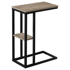 Table d'appoint - 25"H, taupe foncé, métal noir - Monarch