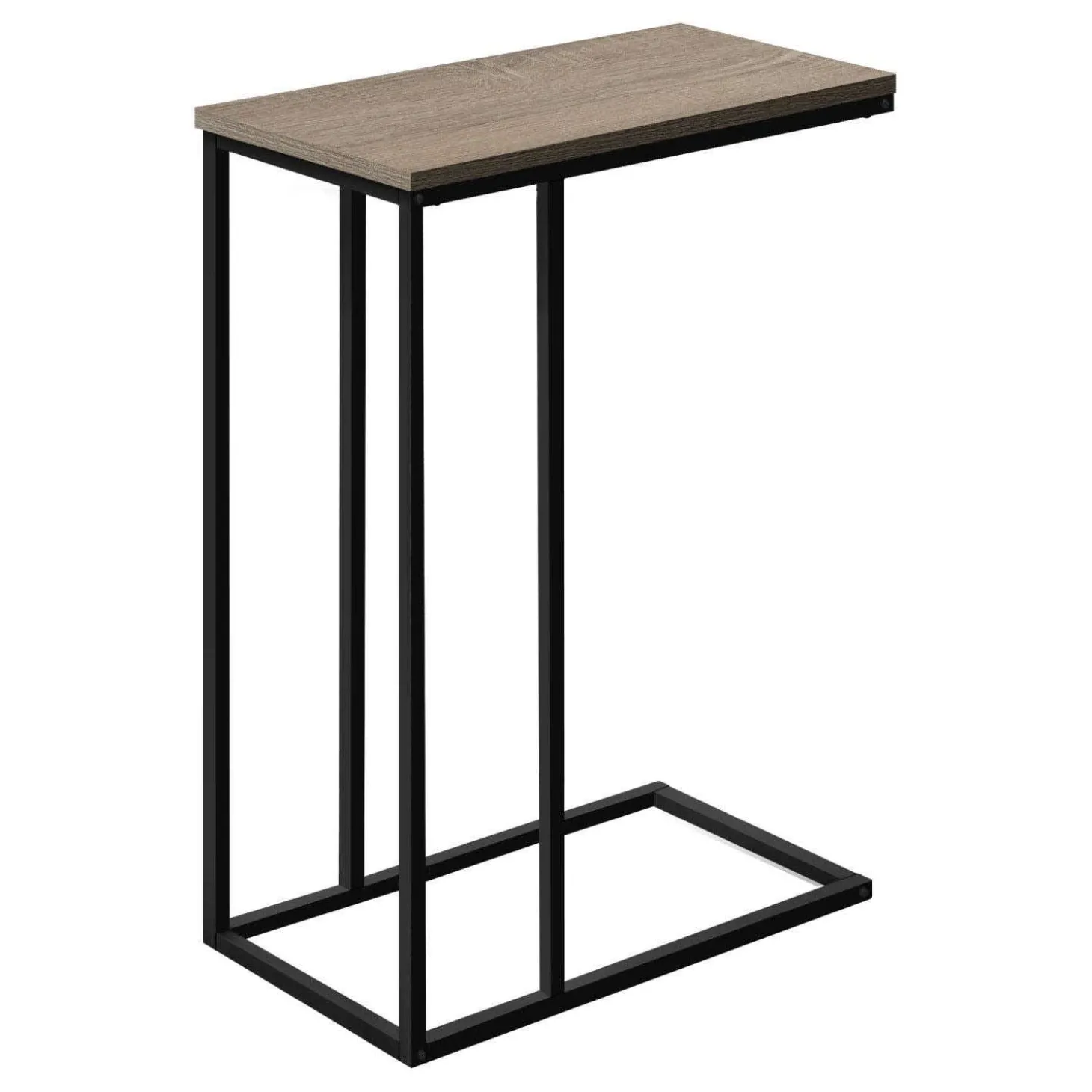 Table d'appoint - 25"H, taupe foncé, métal noir - Monarch