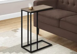Table d'appoint - 25"H, taupe foncé, métal noir - Monarch