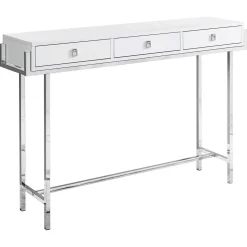 Table d'appoint - 48"L, blanc lustré, métal chrome - Monarch