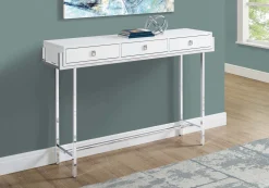 Table d'appoint - 48"L, blanc lustré, métal chrome - Monarch