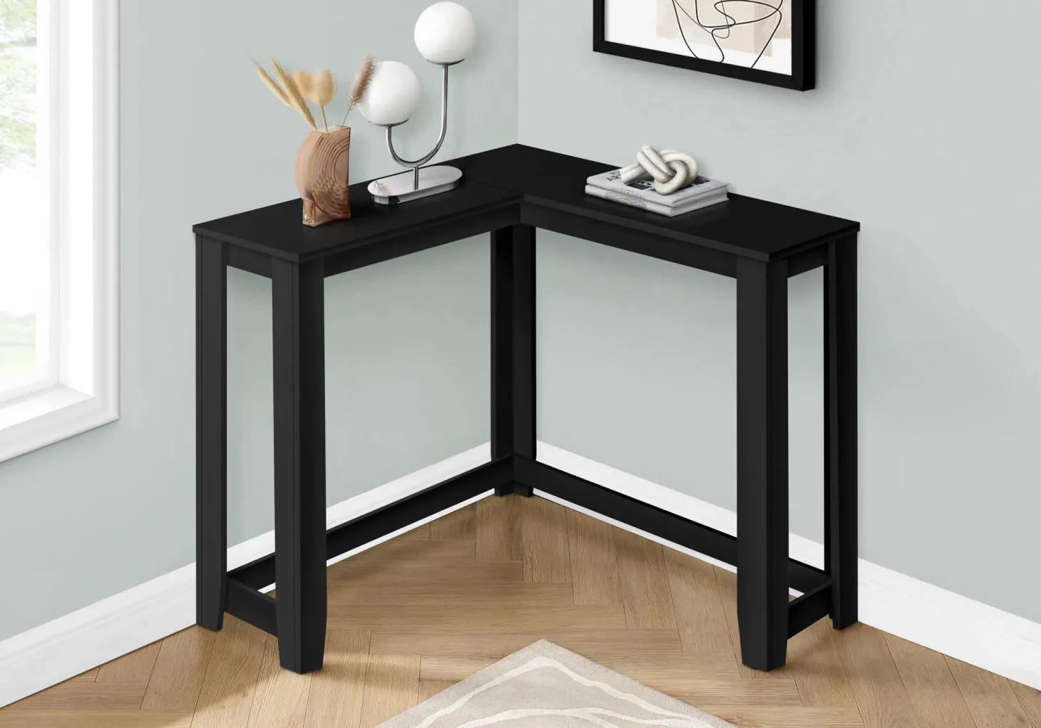 Table d'appoint - 48"L, console de coin noir - Monarch