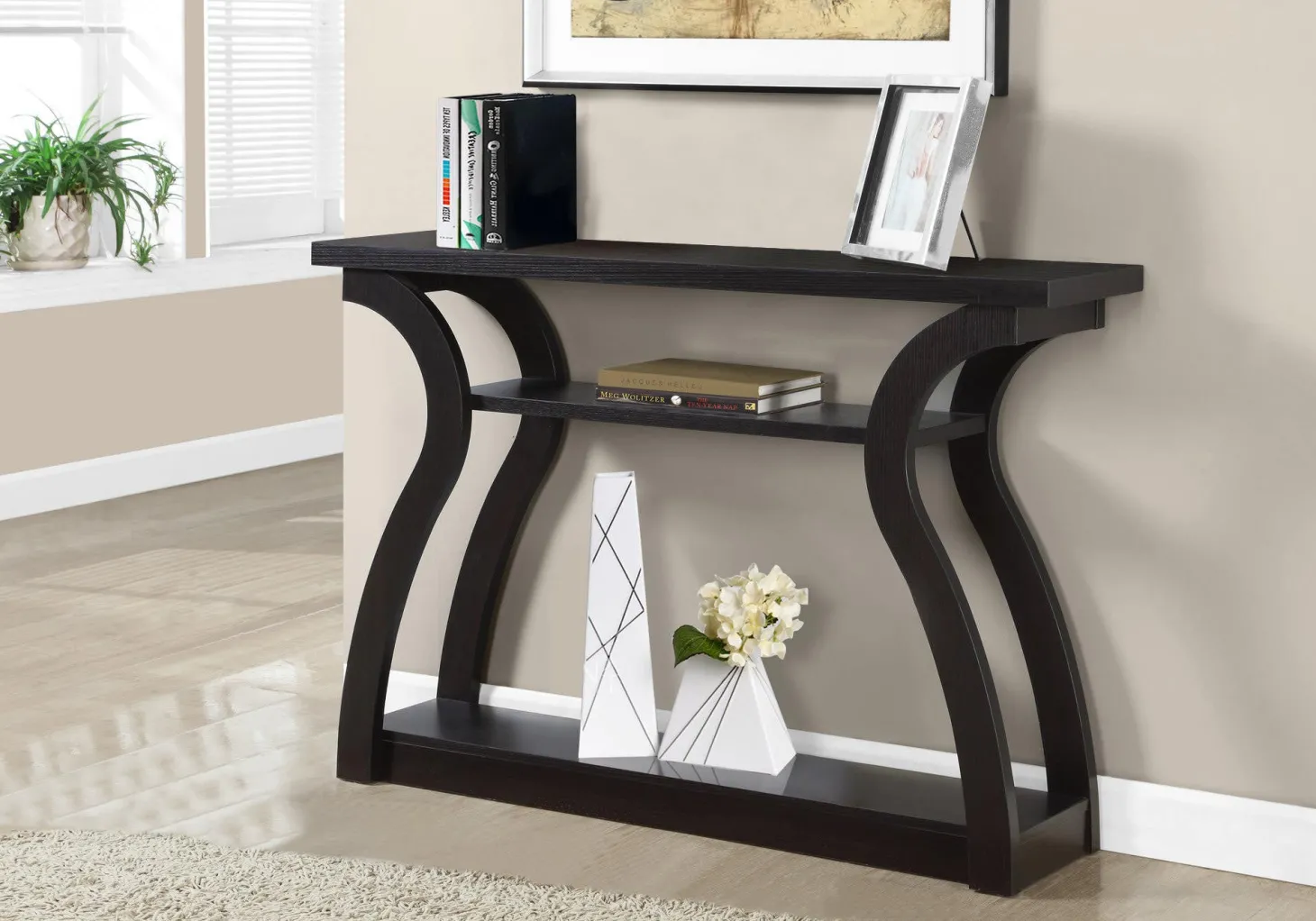Table d'appoint - 47"L, console d'entrée espresso - Monarch