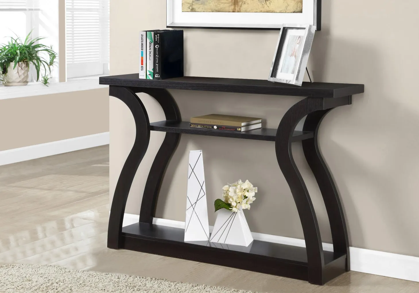 Table d'appoint - 47"L, console d'entrée espresso - Monarch