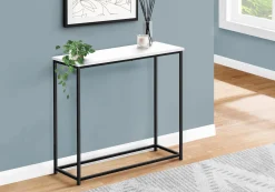 Table d'appoint - 32"L, console blanc, métal noir - Monarch