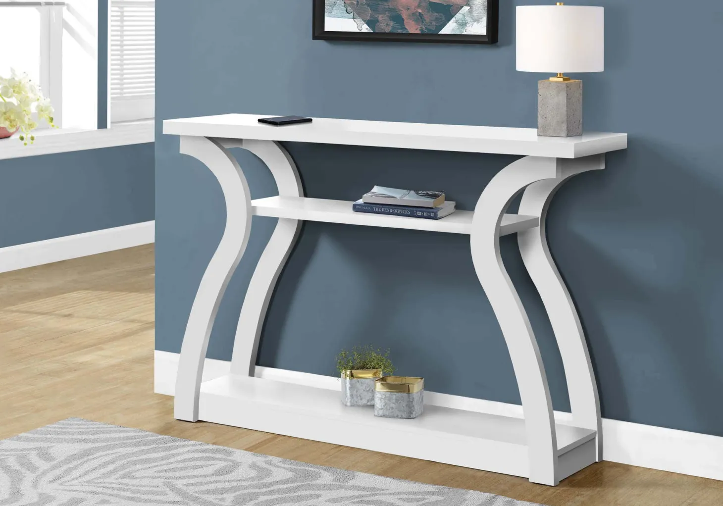 Table d'appoint - 47"L, console d'entrée blanc - Monarch