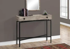 Table d'appoint - 42"L, faux bois taupe, console noir - Monarch