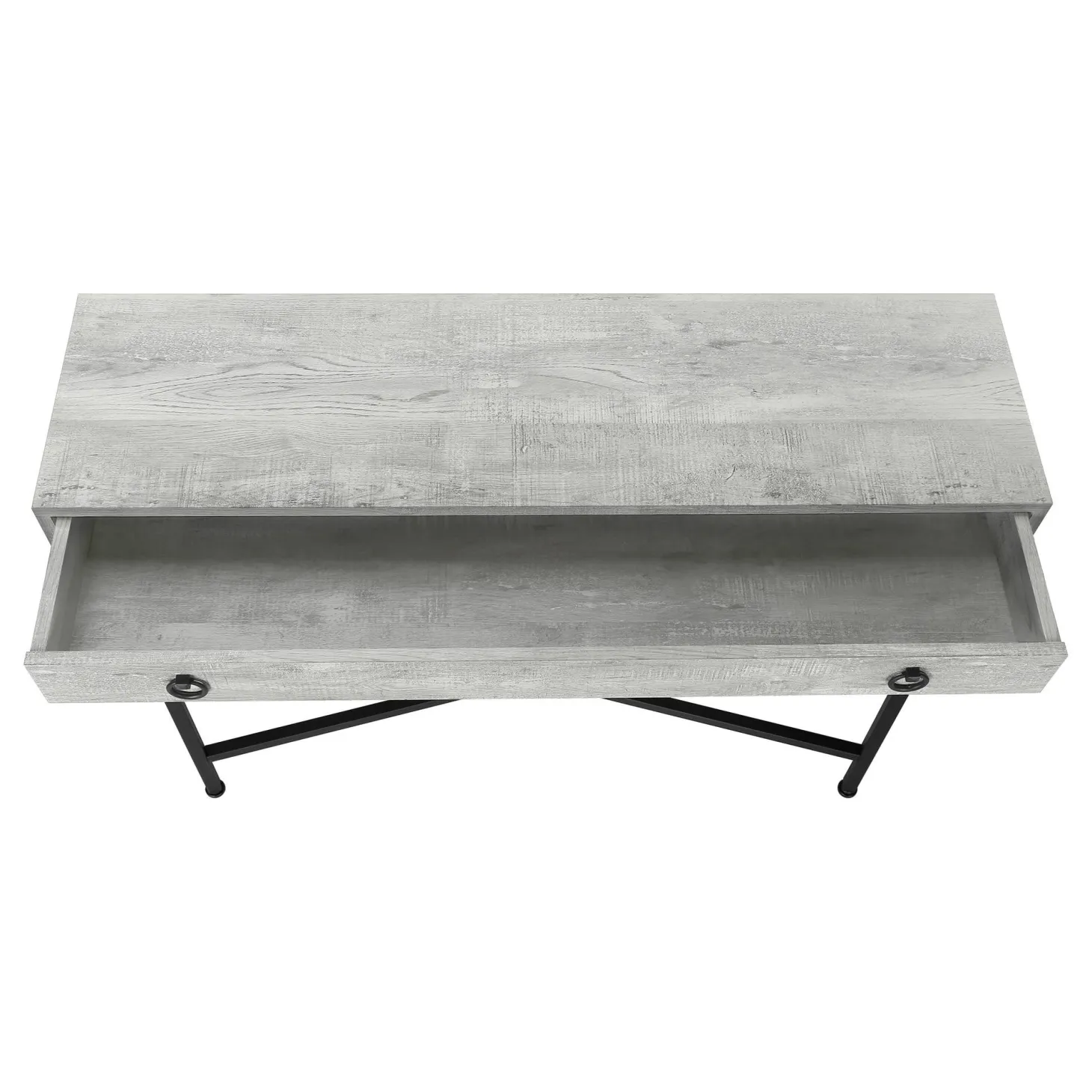 Table d'appoint - 42"L, faux bois gris, console noir - Monarch