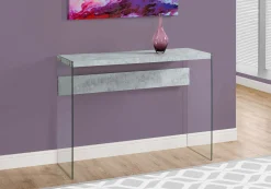 Table d'appoint - 44"L, gris cimente, verre trempé - Monarch