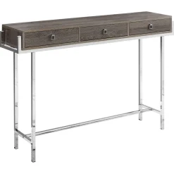 Table d'appoint - 48"L, taupe foncé, métal chrome - Monarch
