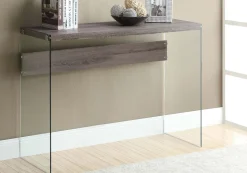Table d'appoint - 44"L, taupe foncé, verre trempé - Monarch