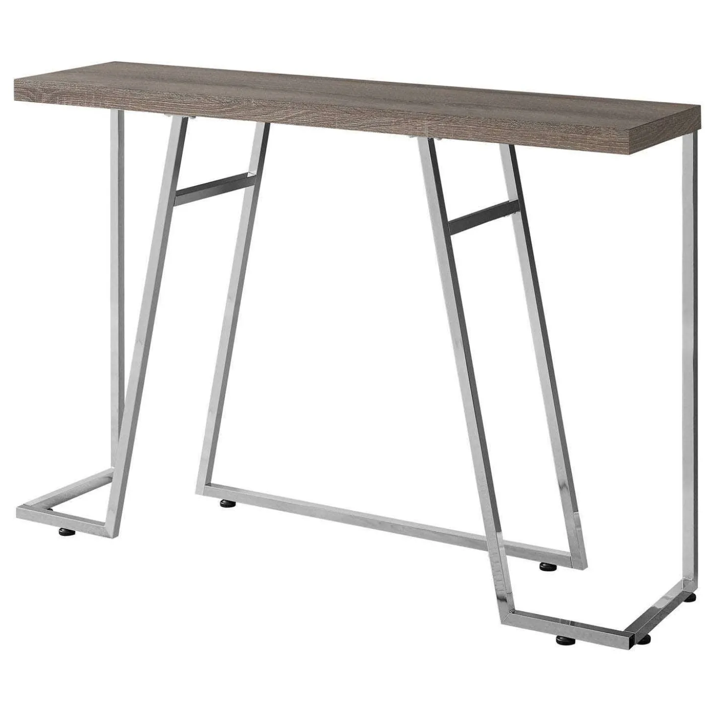 Table d'appoint - 48"L, taupe foncé, métal chrome - Monarch