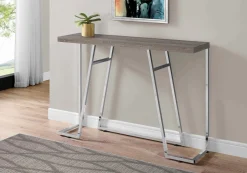 Table d'appoint - 48"L, taupe foncé, métal chrome - Monarch