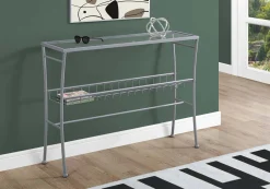 Table d'appoint - 42"L/argent/console entrée verre trempé - Monarch