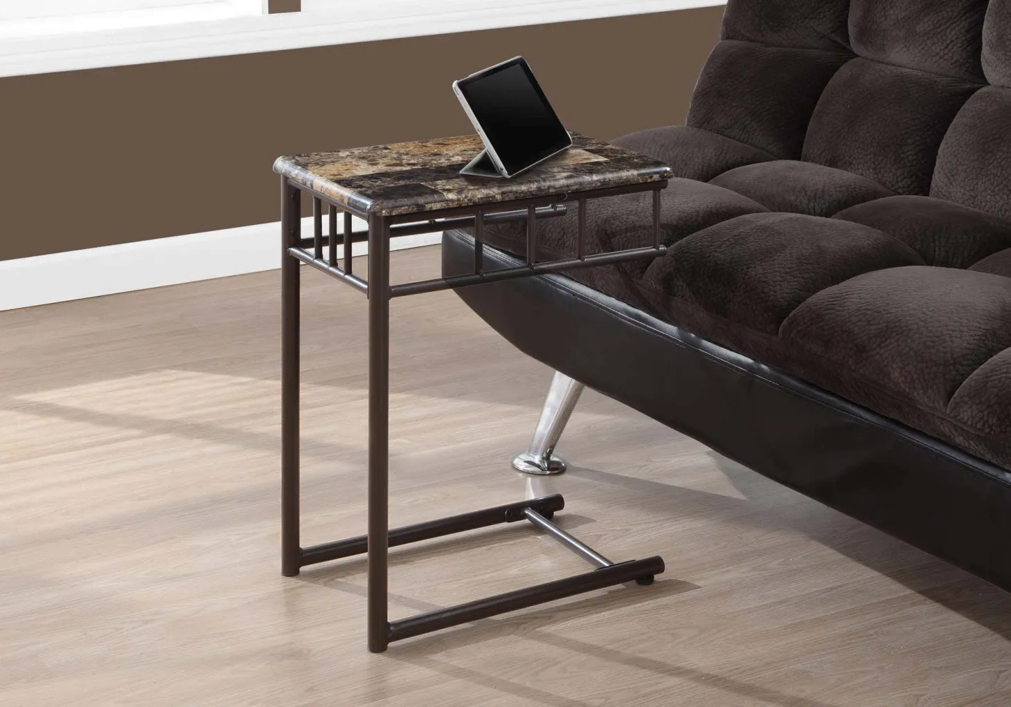 Table d'appoint - marbre espresso, métal bronze - Monarch