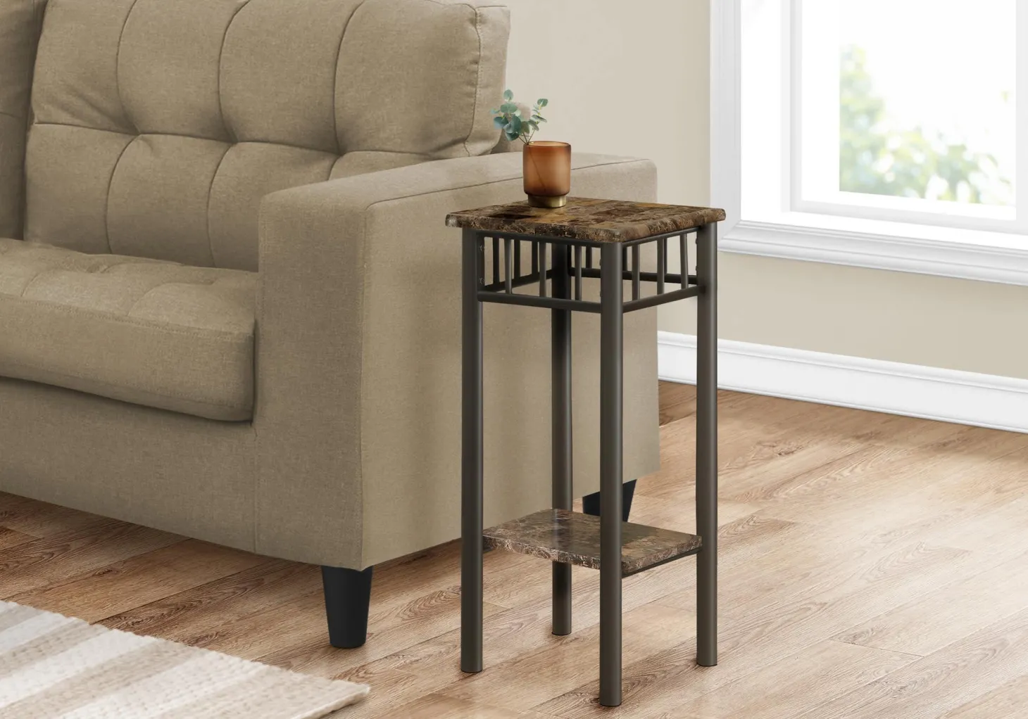 Table d'appoint - marbre espresso, métal bronze - Monarch