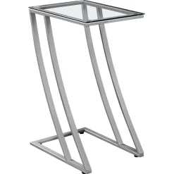Table d'appoint - métal argent avec verre trempé - Monarch