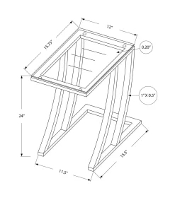 Table d'appoint - métal argent avec verre trempé - Monarch