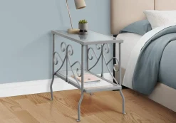 Table d'appoint - métal argent avec verre trempé - Monarch