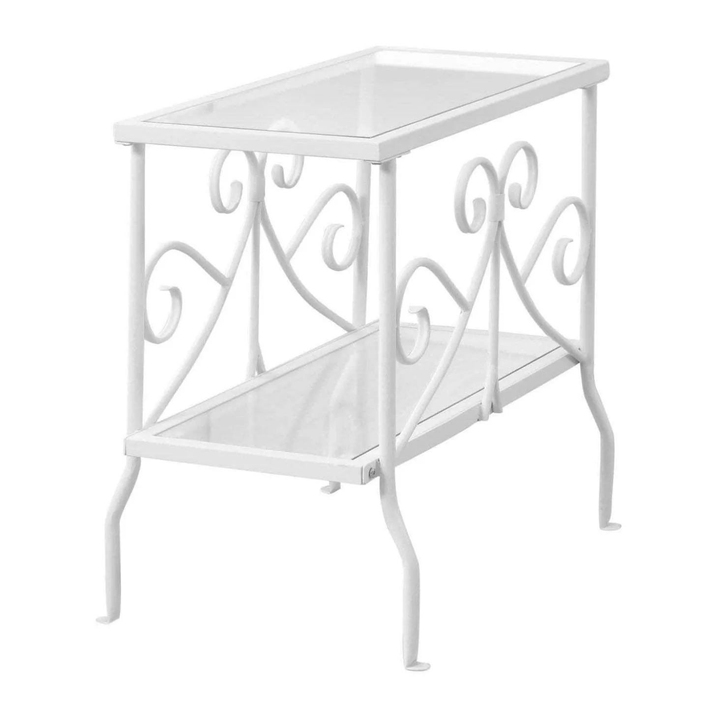 Table d'appoint - métal blanc avec verre trempé - Monarch