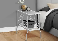 Table d'appoint - métal blanc avec verre trempé - Monarch