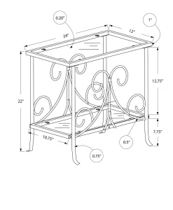 Table d'appoint - métal blanc avec verre trempé - Monarch