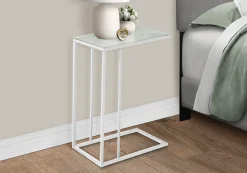 Table d'appoint - métal blanc, verre trempé givre - Monarch