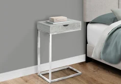 Table d'appoint - métal chrome, gris cimente avec tiroir - Monarch