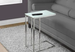 Table d'appoint - métal chrome avec verre trempé givre - Monarch