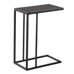 Table d'appoint - métal noir, verre trempé noir - Monarch