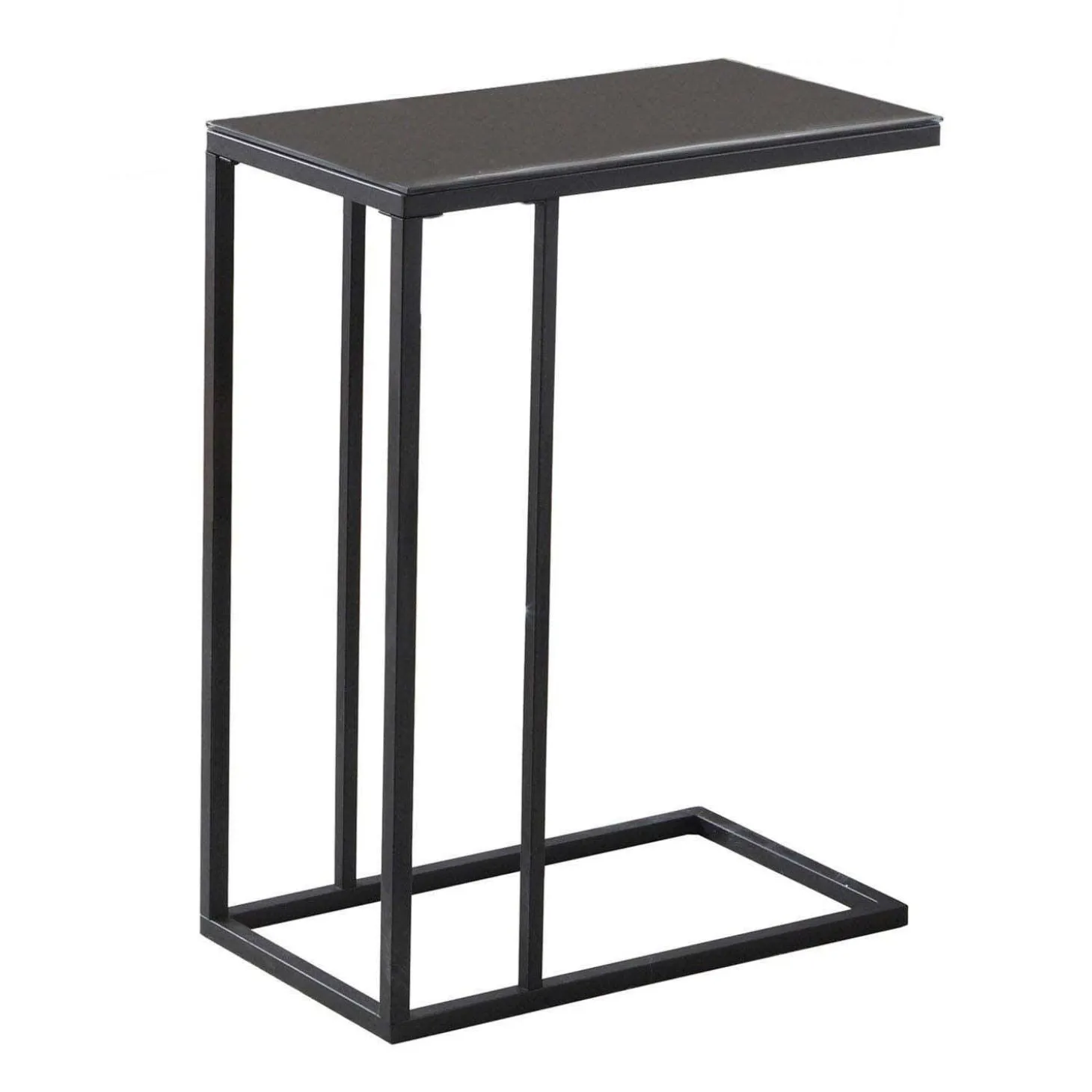 Table d'appoint - métal noir, verre trempé noir - Monarch