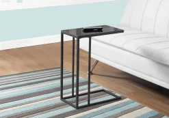 Table d'appoint - métal noir, verre trempé noir - Monarch
