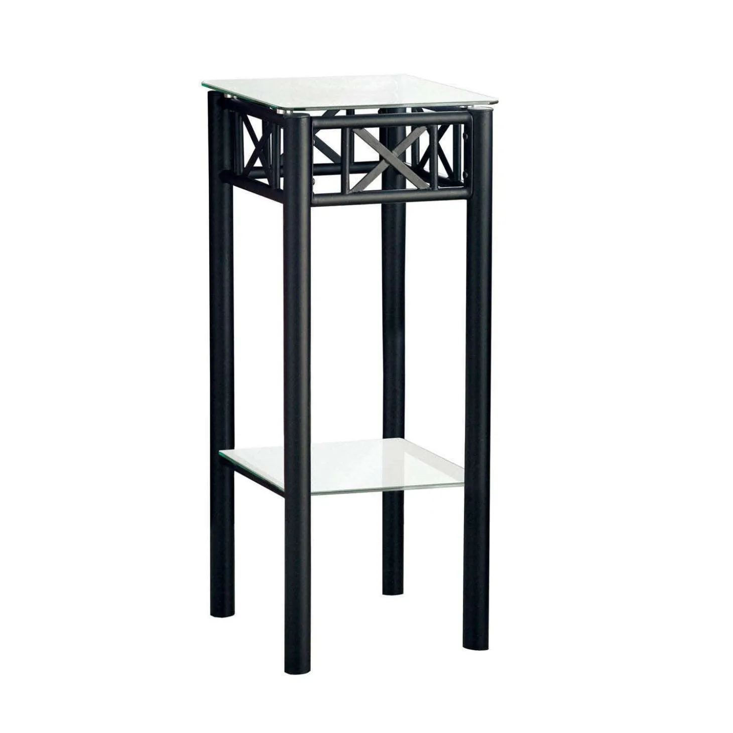 Table d'appoint - métal noir avec verre trempé - Monarch