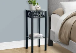 Table d'appoint - métal noir avec verre trempé - Monarch