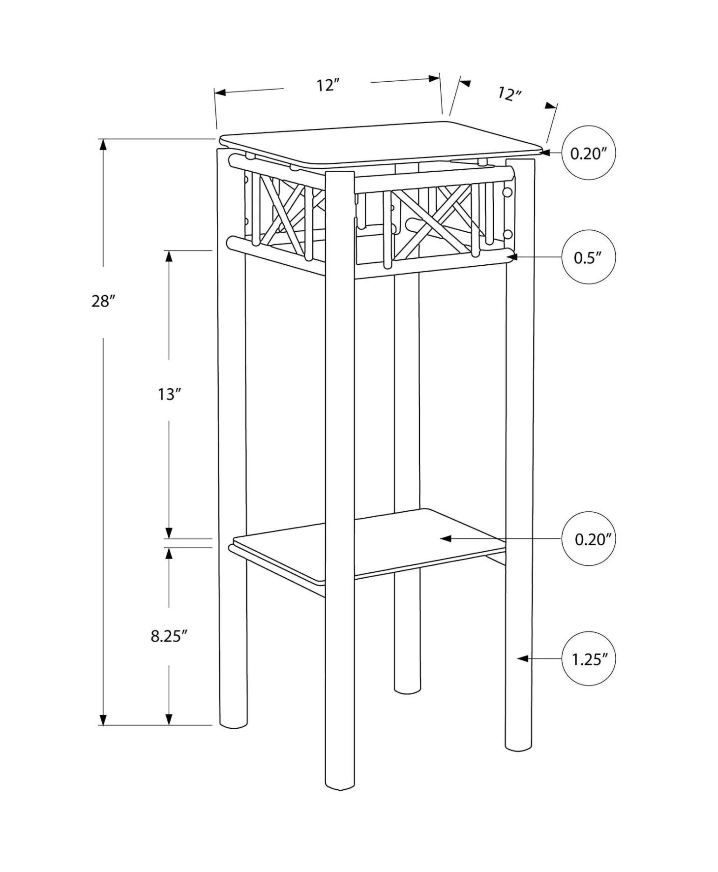 Table d'appoint - métal noir avec verre trempé - Monarch