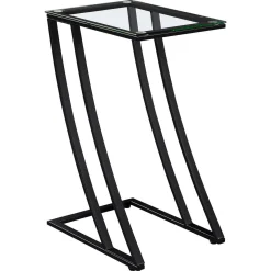 Table d'appoint - métal noir avec verre trempé - Monarch