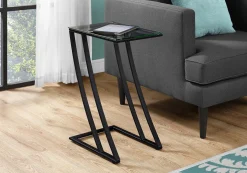 Table d'appoint - métal noir avec verre trempé - Monarch