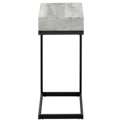 Table d'appoint - métal noir, faux bois gris, tiroir - Monarch