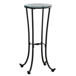 Table d'appoint - métal noir martele et verre trempé - Monarch