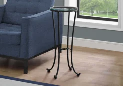 Table d'appoint - métal noir martele et verre trempé - Monarch