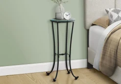 Table d'appoint - métal noir martele et verre trempé - Monarch