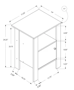 Table d'appoint - table de chevet noir, dessus gris - Monarch