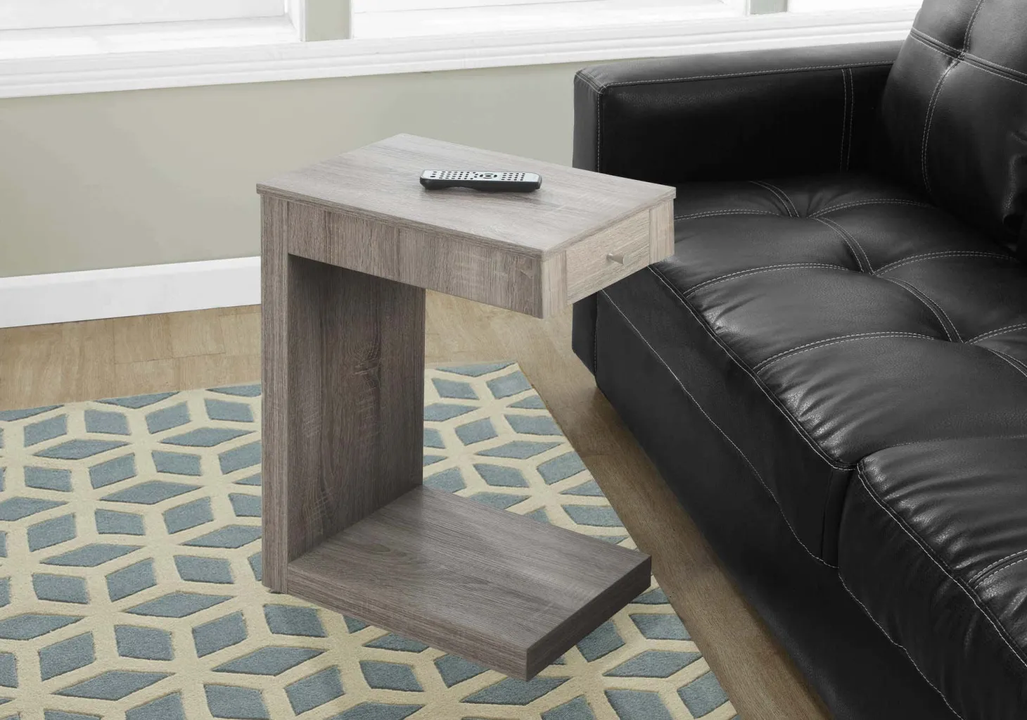 Table d'appoint - taupe foncé avec un tiroir - Monarch