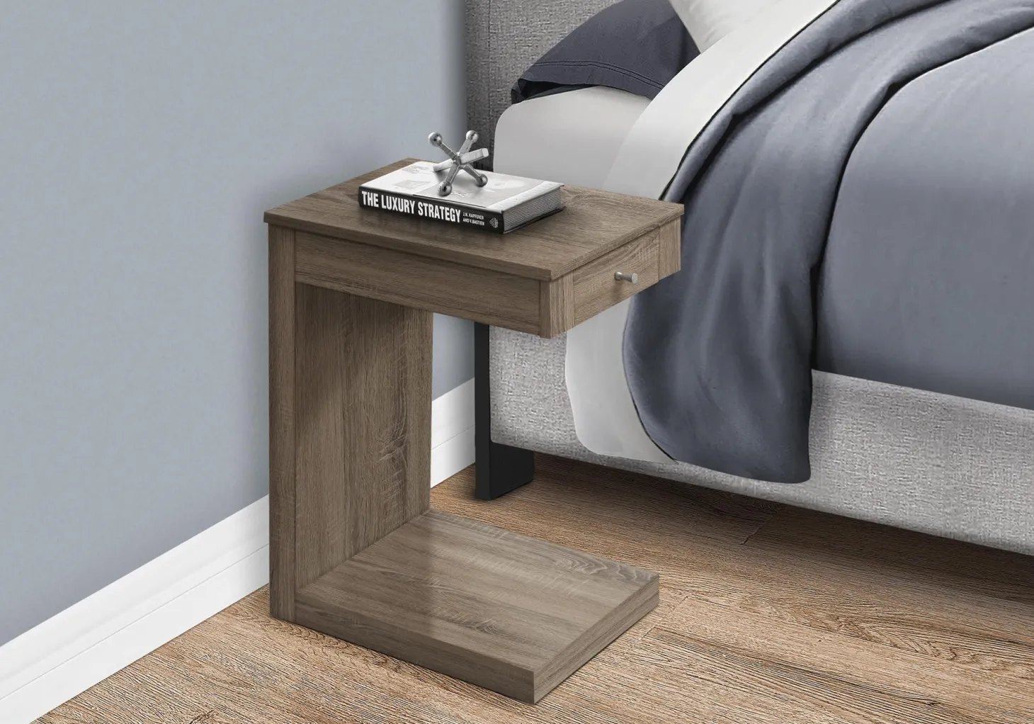 Table d'appoint - taupe foncé avec un tiroir - Monarch