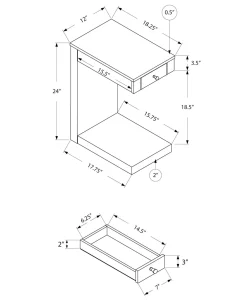 Table d'appoint - taupe foncé avec un tiroir - Monarch