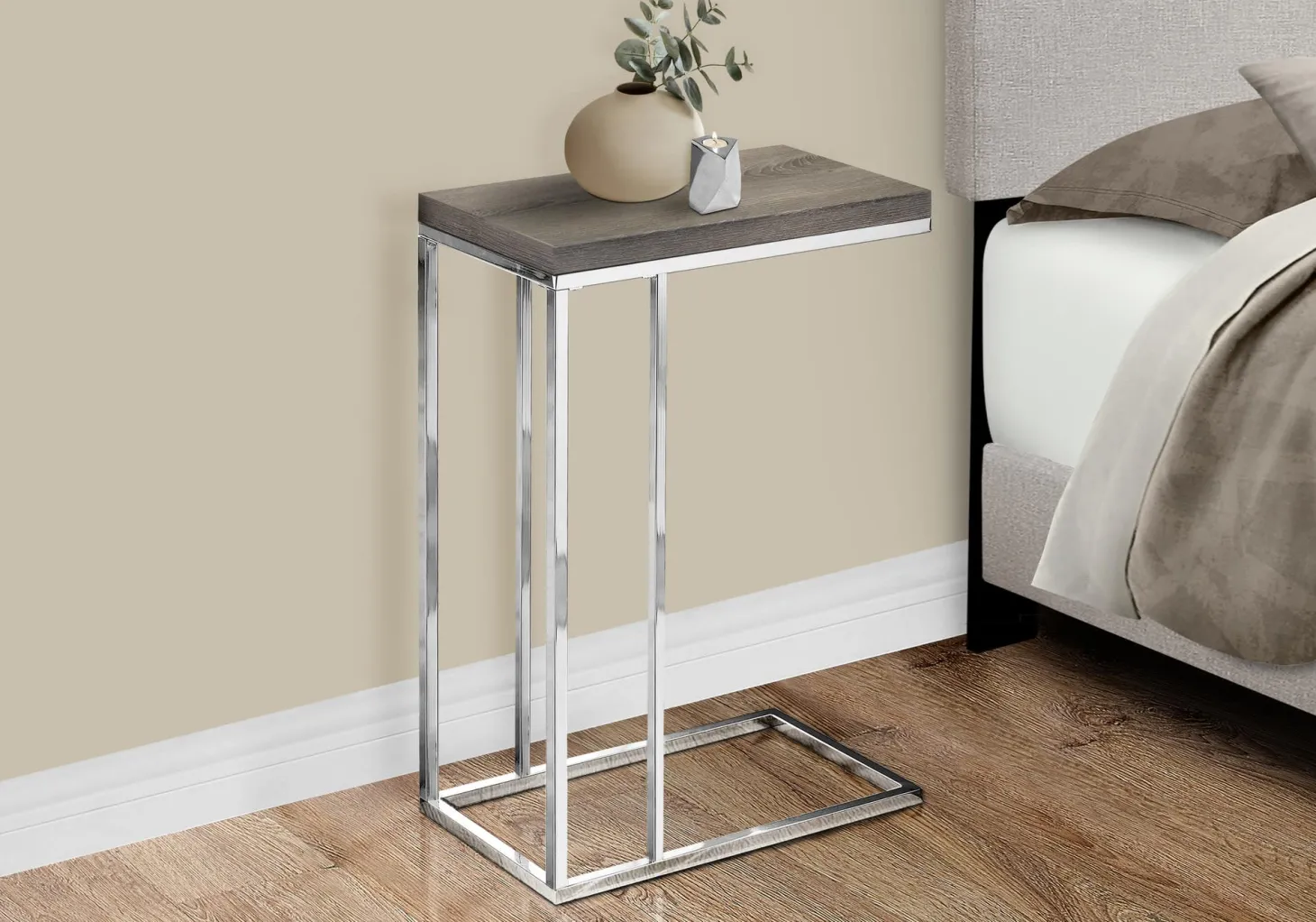 Table d'appoint - taupe foncé avec chrome - Monarch
