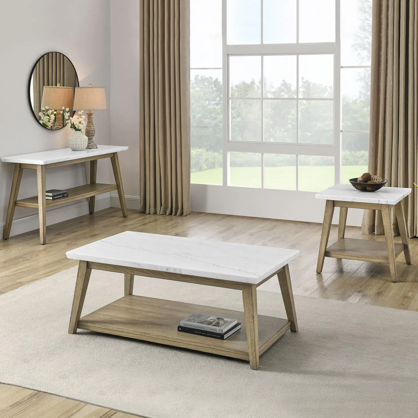 Table d’appoint avec plateau en marbre blanc