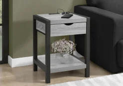 Table d'appoint avec rangement, prise électrique et ports usb - Monarch